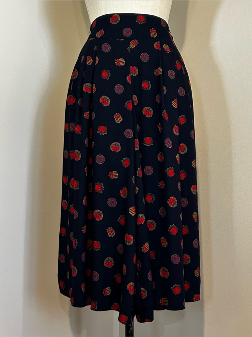 VTG 80s Leslie Fay Culotte Pants Navy Collegiate Preppy Sz 10